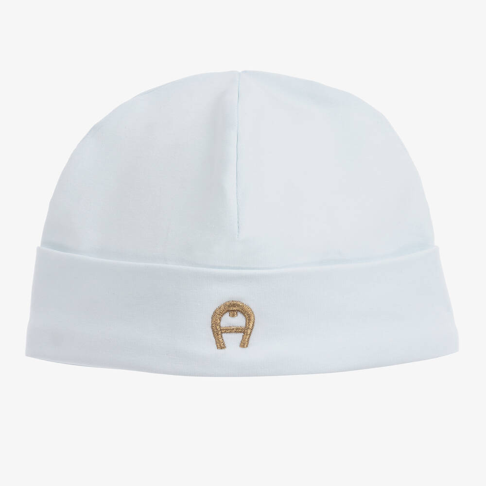 AIGNER - Bonnet bleu en coton Pima Bébé | Childrensalon