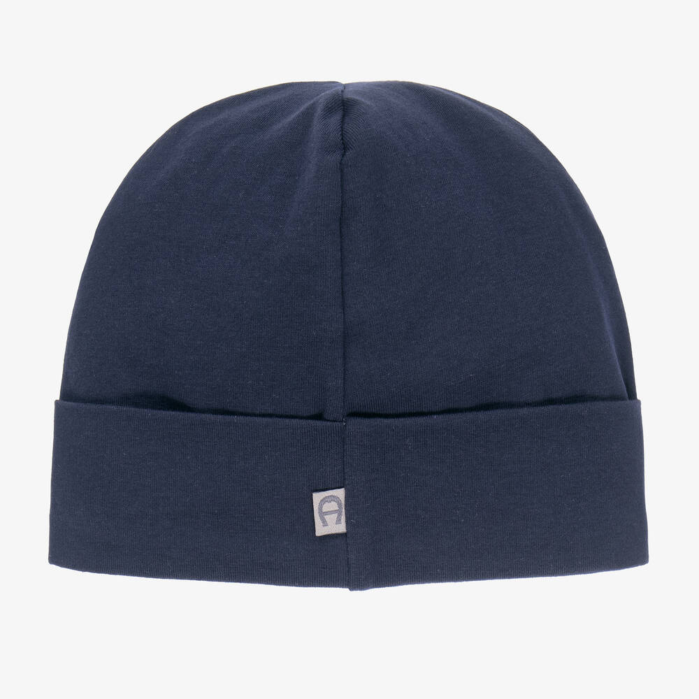 AIGNER-Blue Pima Cotton Baby Hat | Childrensalon Outlet