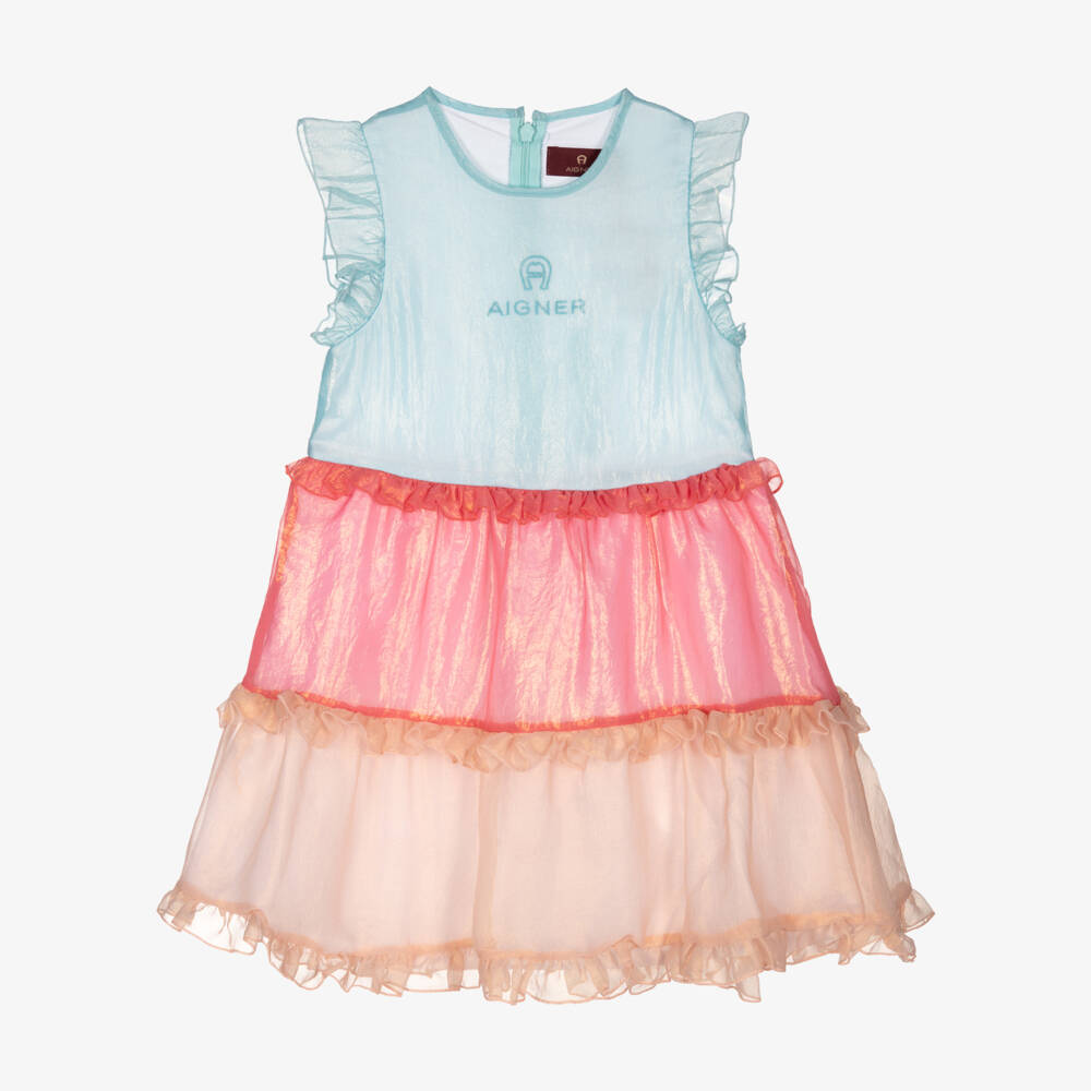 AIGNER-Розово-голубое платье из органзы | Childrensalon Outlet