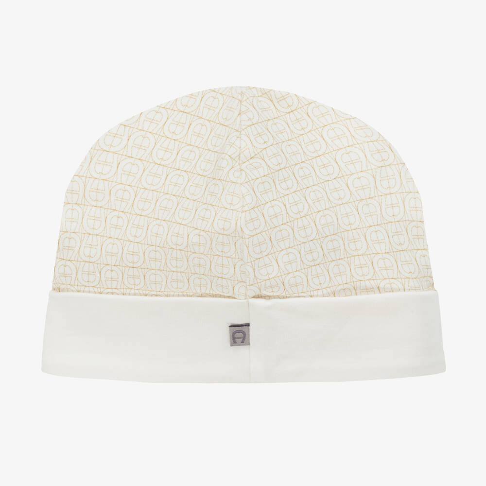 AIGNER-Boy's Luxe Ivory Cotton Beanie | Childrensalon Outlet