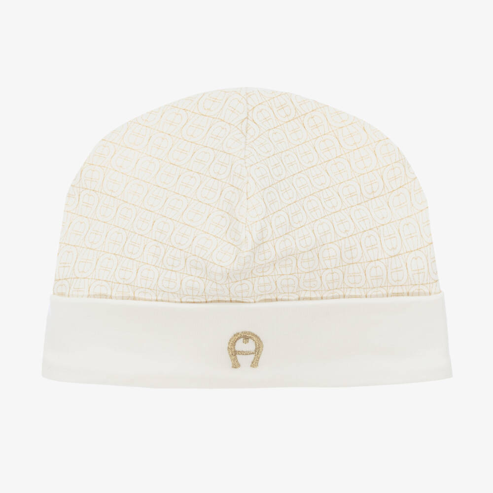 AIGNER-Boy's Luxe Ivory Cotton Beanie | Childrensalon Outlet