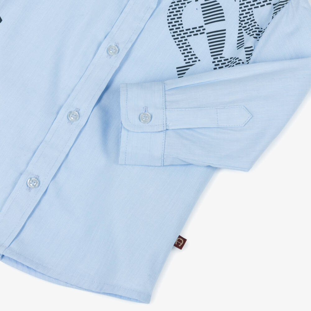 AIGNER-قميص أزرق قطني بأزرار للأولاد | Childrensalon Outlet