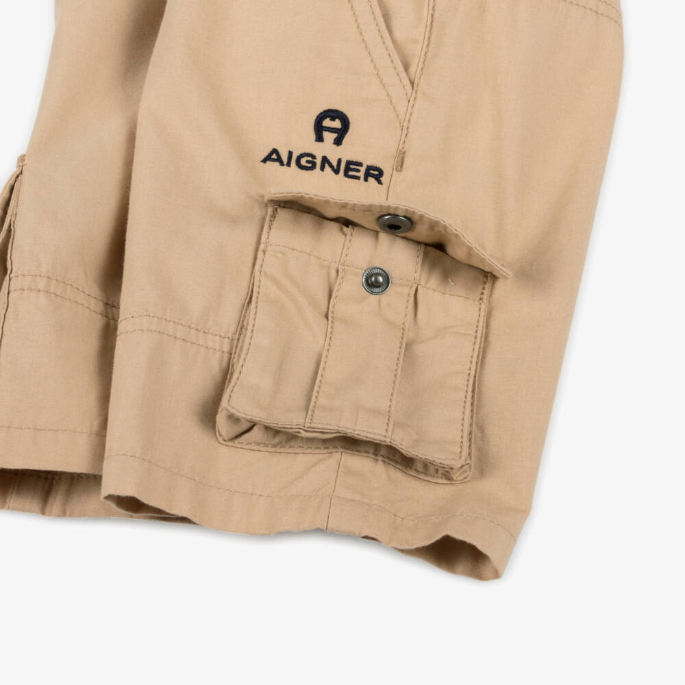 AIGNER-Boys Beige Cotton Adventure Shorts | Childrensalon Outlet