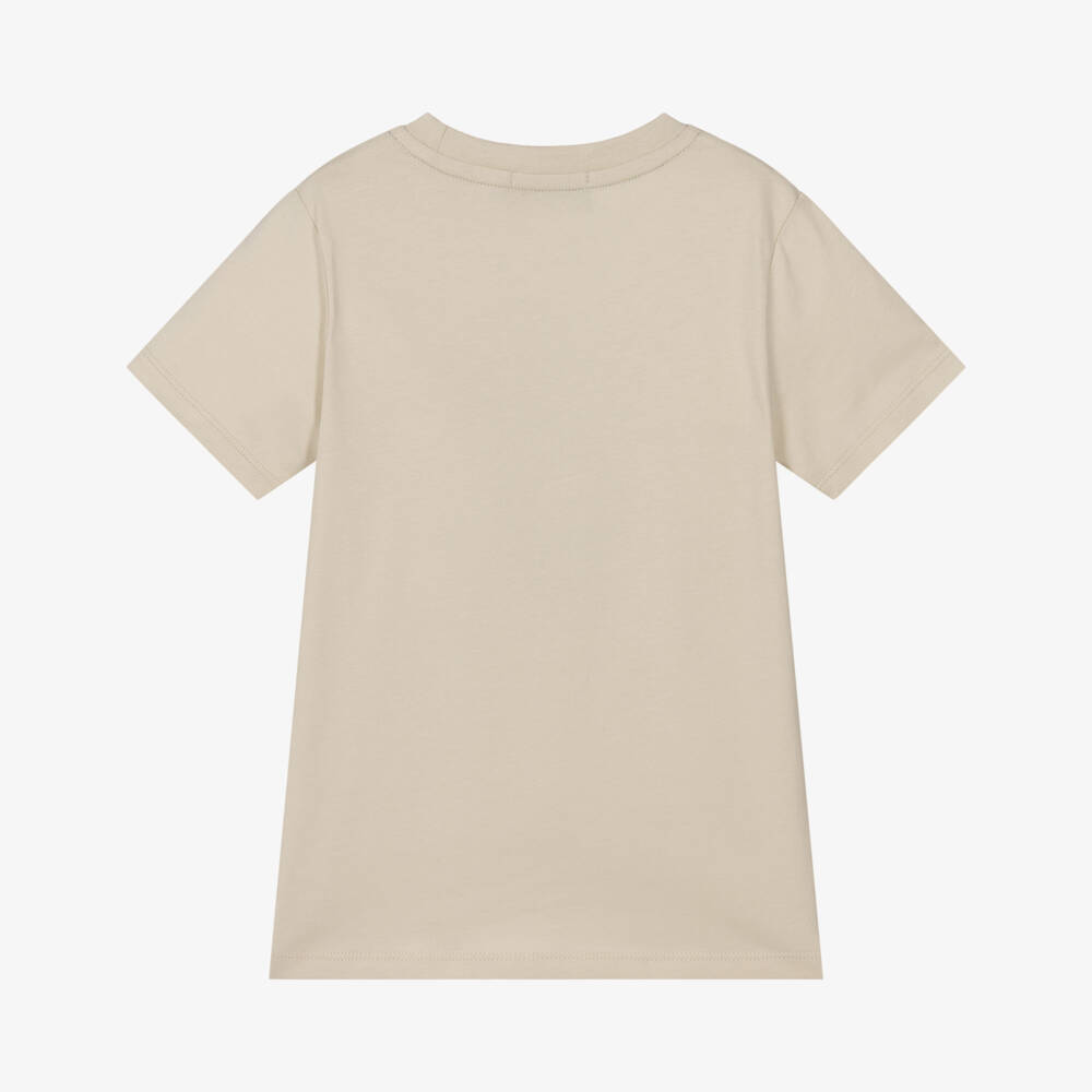 AIGNER-Boys Beige Cotton Horseshoe Logo T-Shirt | Childrensalon Outlet
