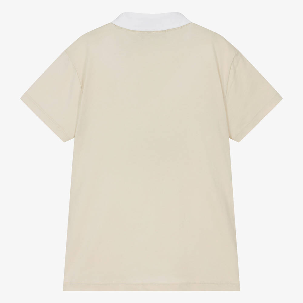 AIGNER-Boys Beige Cotton Horseshoe Polo Shirt | Childrensalon Outlet
