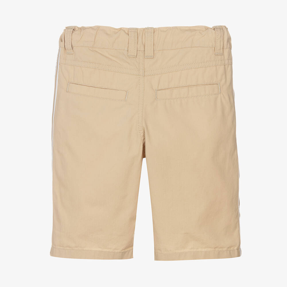 AIGNER-Boys Beige Cotton Logo Shorts | Childrensalon Outlet