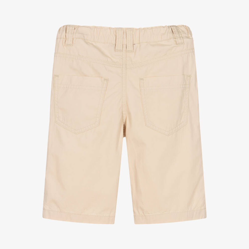 AIGNER-Boys Beige Cotton Logo Shorts | Childrensalon Outlet