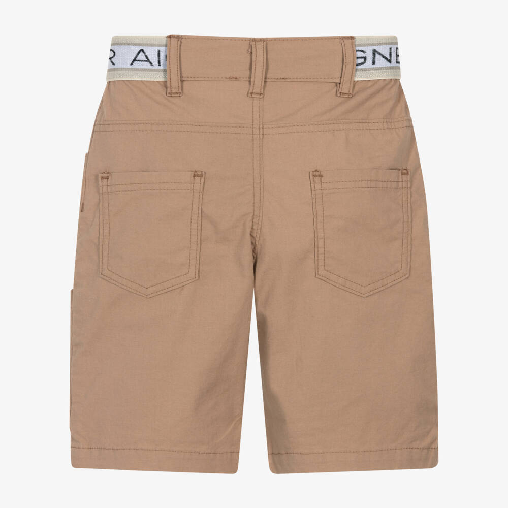 AIGNER-Boys Beige Cotton Poplin Logo Tape Shorts | Childrensalon Outlet