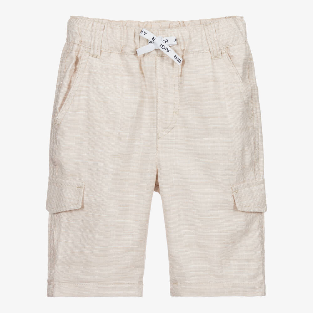 AIGNER - Boys Beige Cotton Shorts | Childrensalon