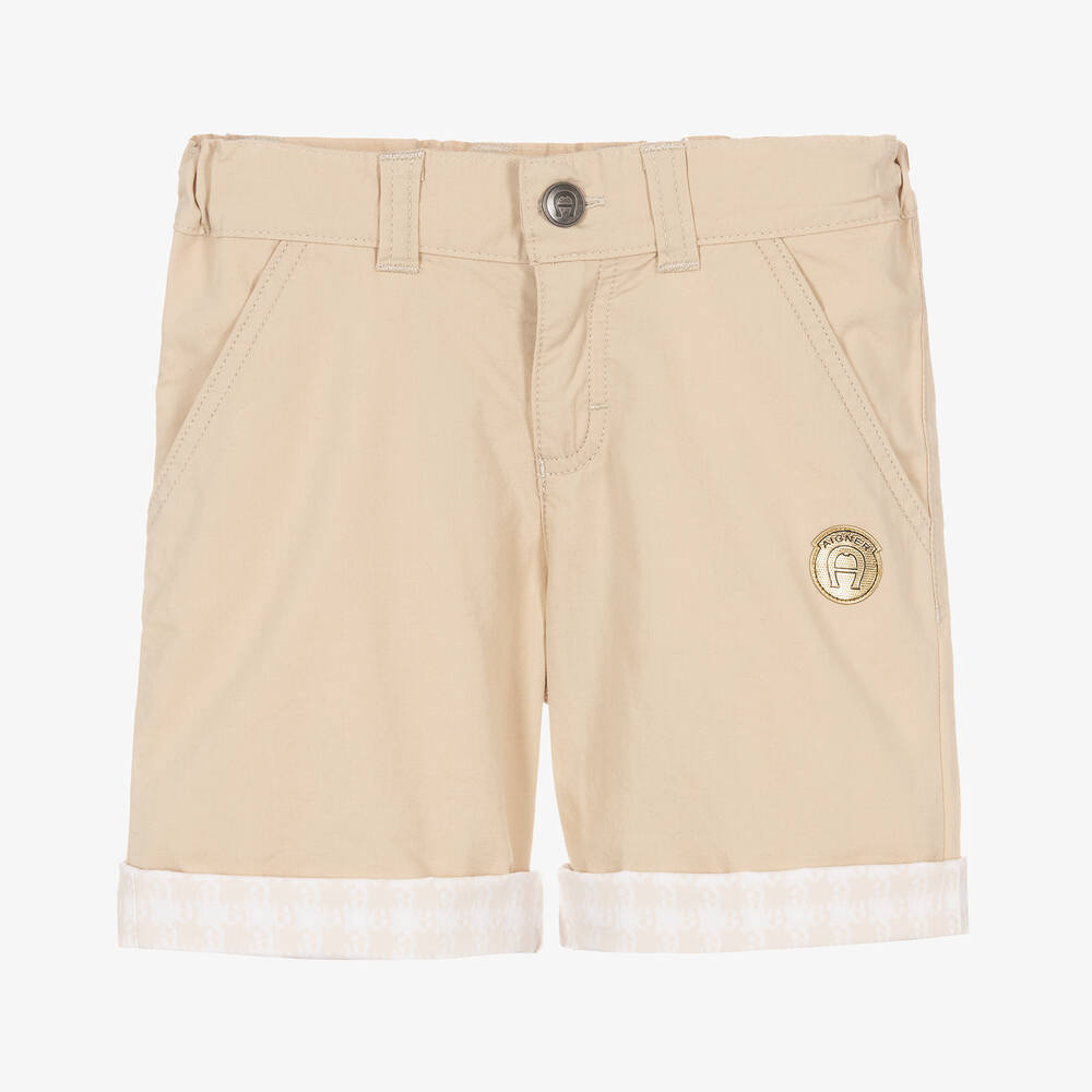AIGNER - Boys Beige Cotton Shorts | Childrensalon