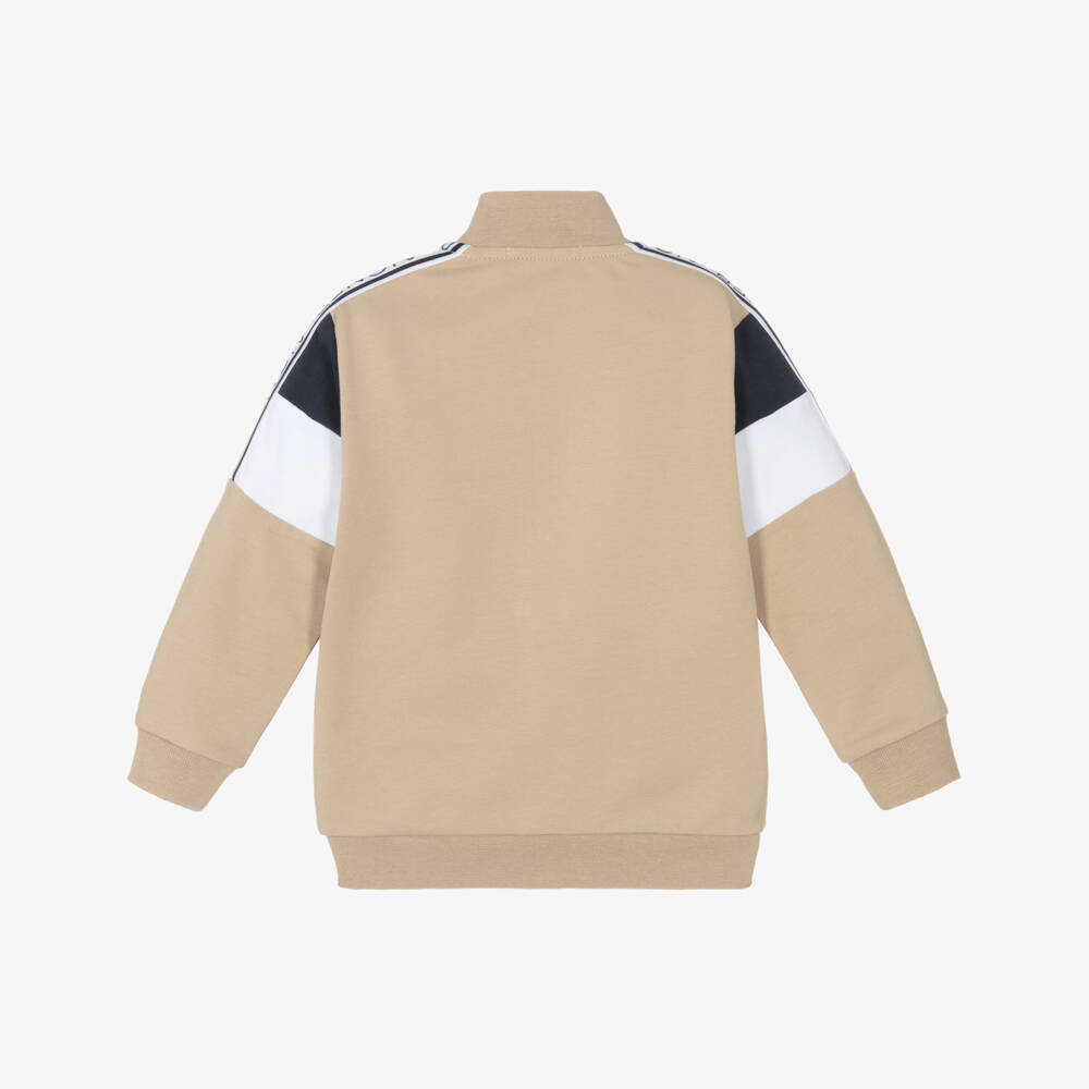 AIGNER-Boys Beige Cotton Zip Jacket | Childrensalon Outlet