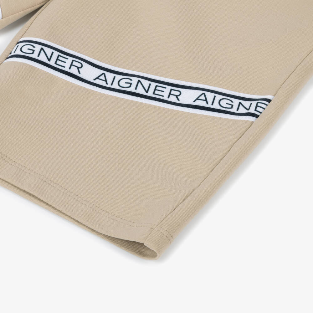 AIGNER-Бежевые шорты из хлопка с логотипом для мальчиков | Childrensalon Outlet