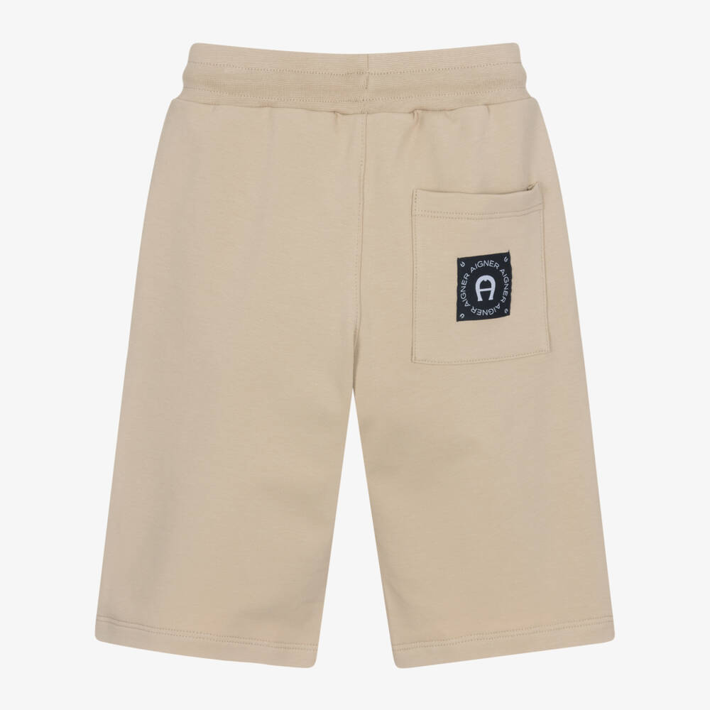 AIGNER-Бежевые шорты из хлопка с логотипом для мальчиков | Childrensalon Outlet