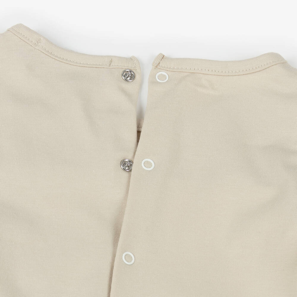 AIGNER-Boys Beige & White Pima Cotton Babygrow | Childrensalon Outlet