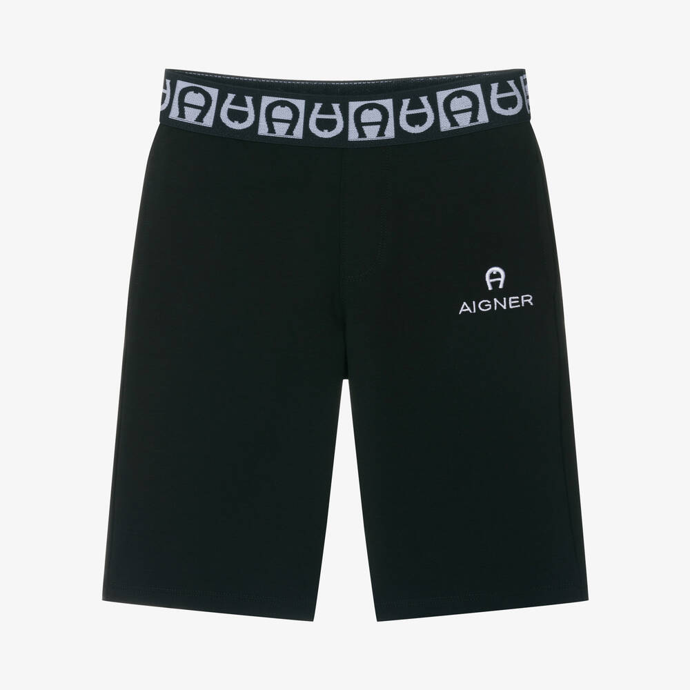 AIGNER-Boys Black Cotton Jersey Shorts | Childrensalon Outlet