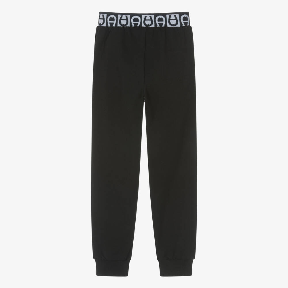 AIGNER-Boys Black Cotton Joggers | Childrensalon Outlet