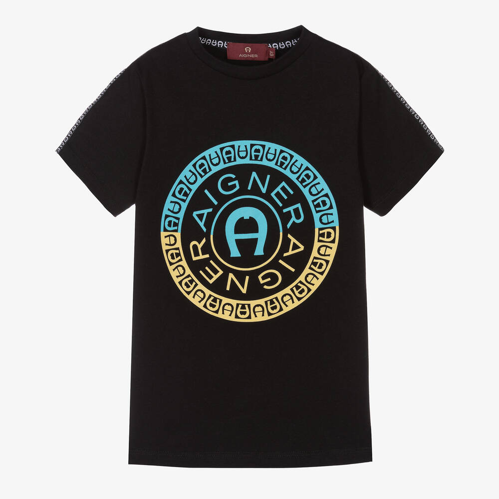 AIGNER - Schwarzes Baumwoll-T-Shirt (J) | Childrensalon