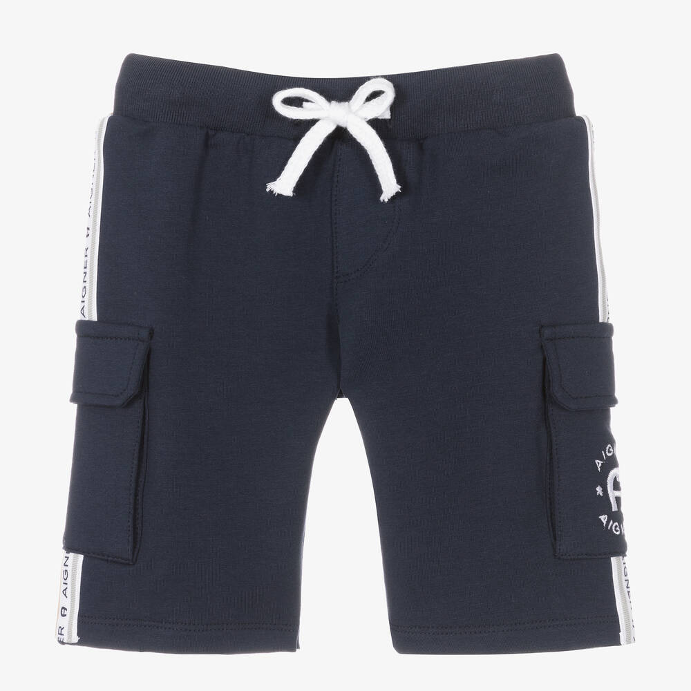 AIGNER - Short bleu en coton garçon | Childrensalon