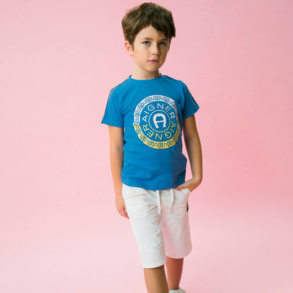 AIGNER-Голубая хлопковая футболка | Childrensalon Outlet