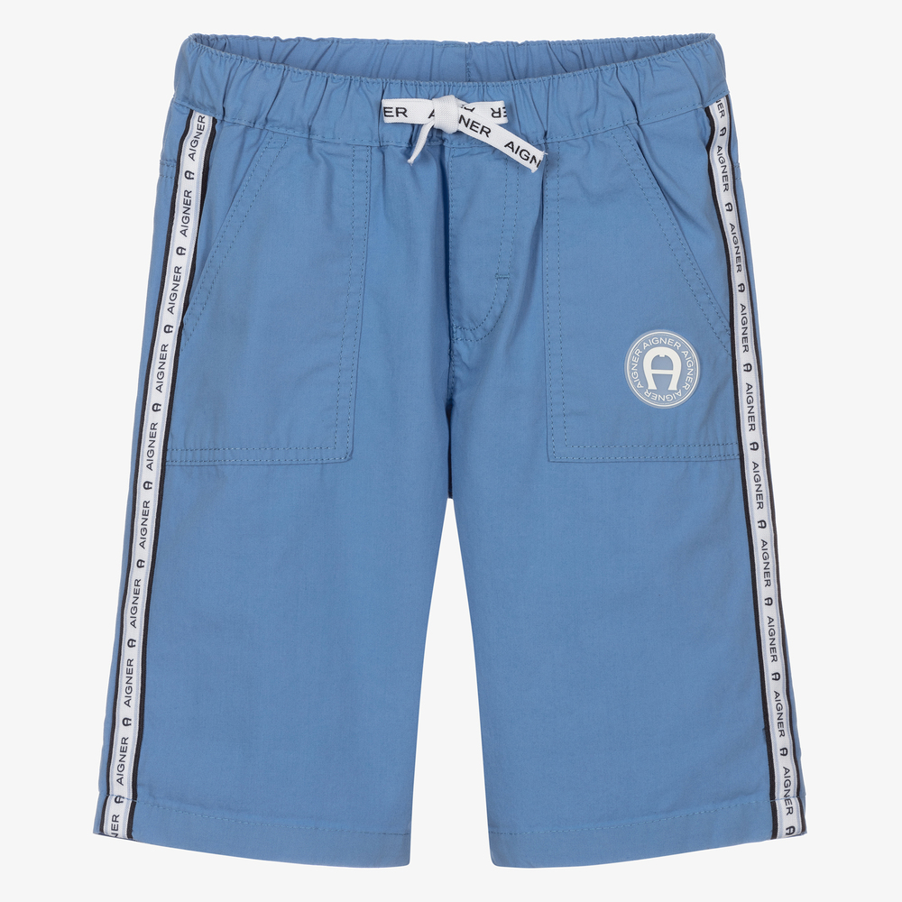 AIGNER - Boys Blue Cotton Shorts | Childrensalon