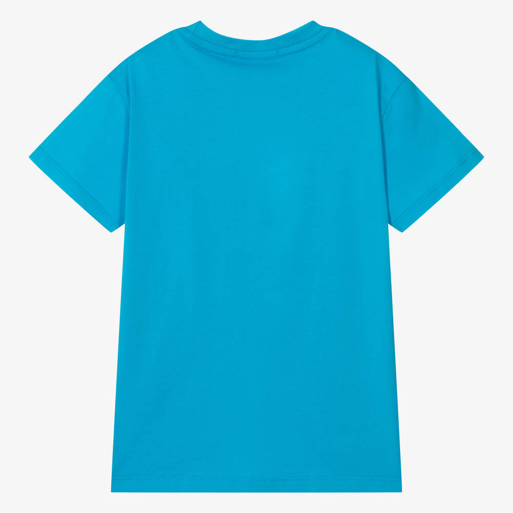 AIGNER-Голубая хлопковая футболка с полосой для мальчиков | Childrensalon Outlet