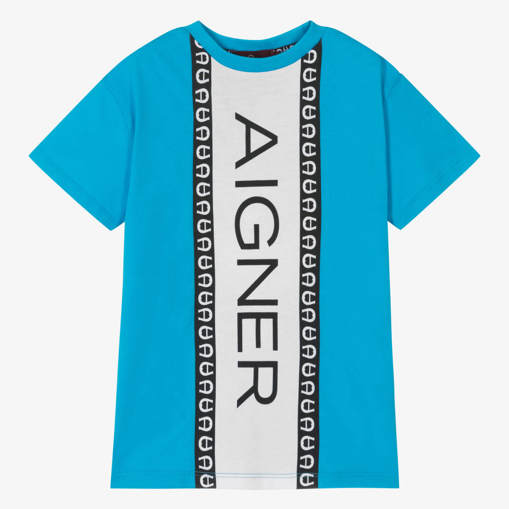 AIGNER-تيشيرت قطن لون أزرق فاقع للأولاد | Childrensalon Outlet
