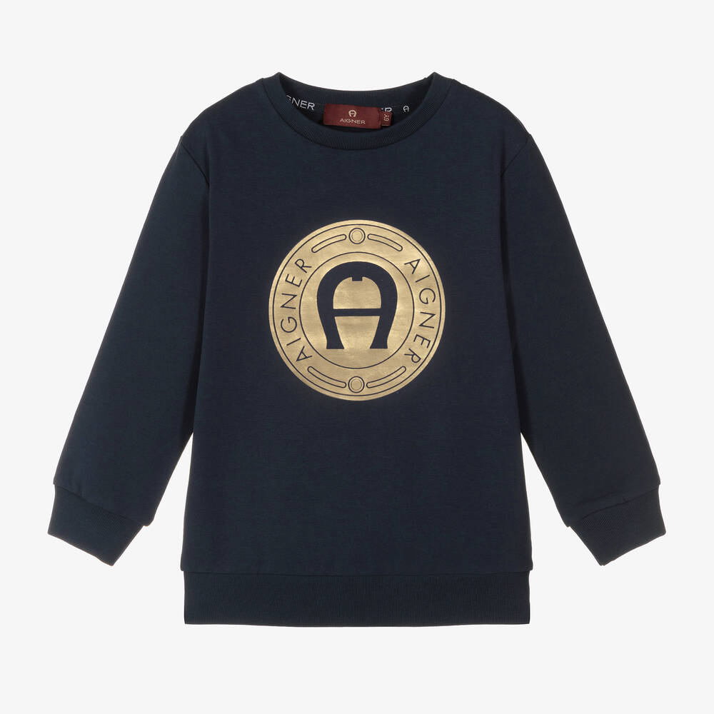 AIGNER - Boys Blue Cotton Sweatshirt | Childrensalon