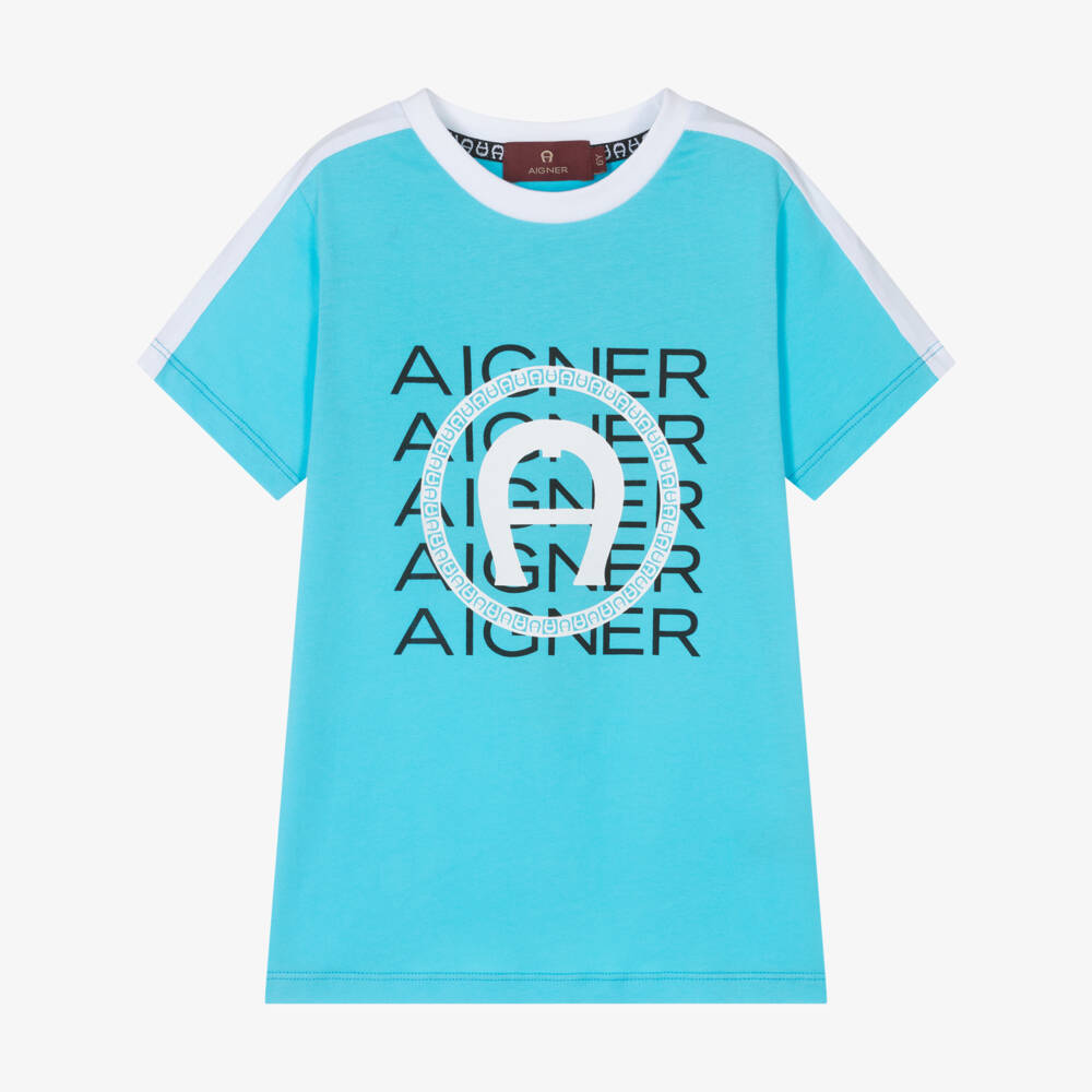 AIGNER-Boys Blue Cotton T-Shirt | Childrensalon Outlet