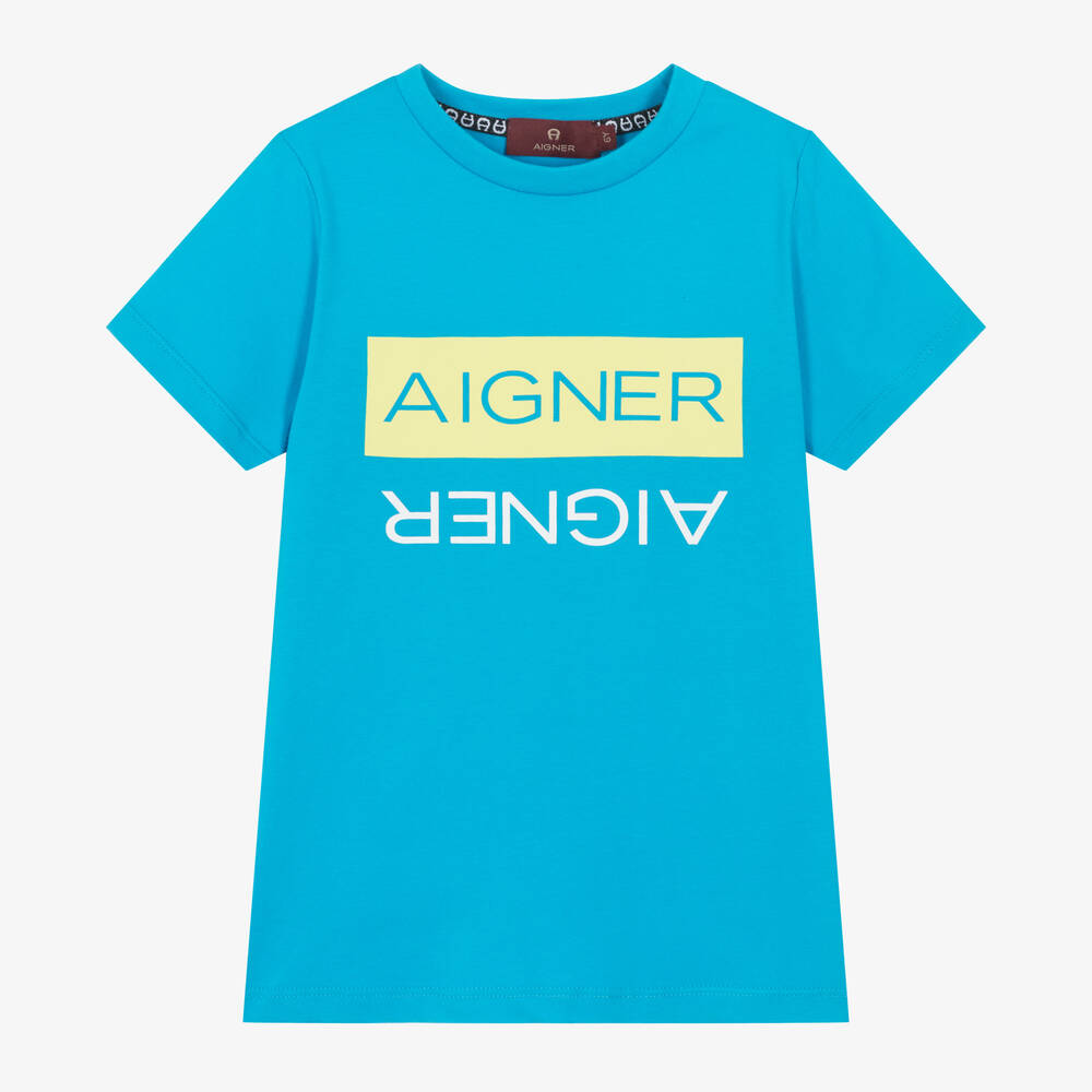 AIGNER-Синяя хлопковая футболка для мальчиков | Childrensalon Outlet