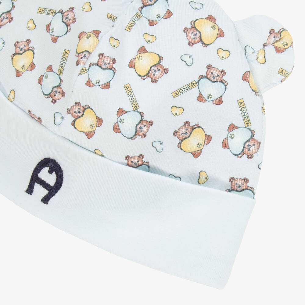 AIGNER-Шапка из синего хлопка с мишкой для мальчиков | Childrensalon Outlet