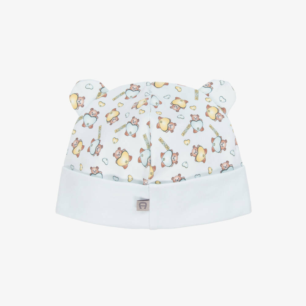 AIGNER-Шапка из синего хлопка с мишкой для мальчиков | Childrensalon Outlet