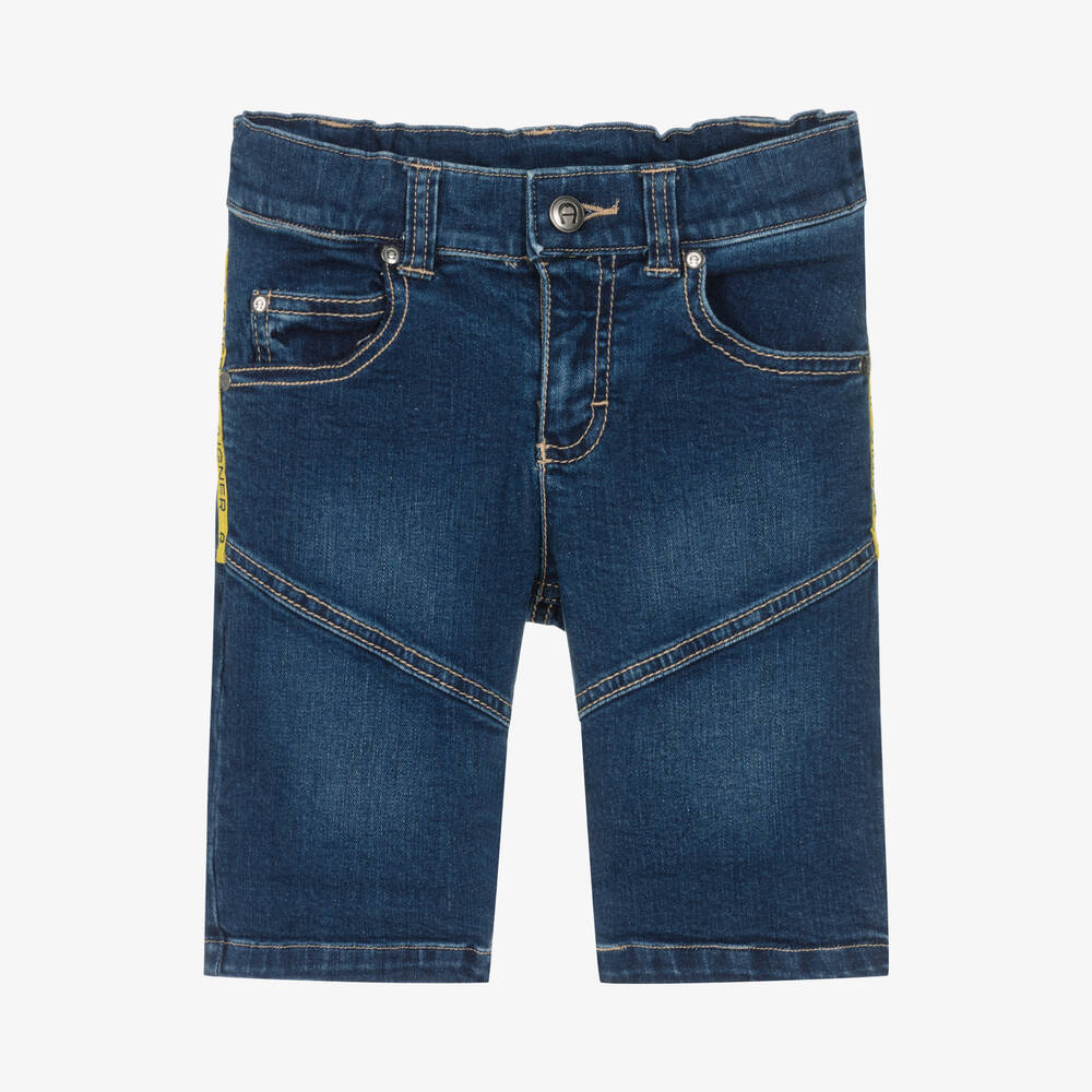 AIGNER-Boys Blue Denim Logo Shorts | Childrensalon Outlet