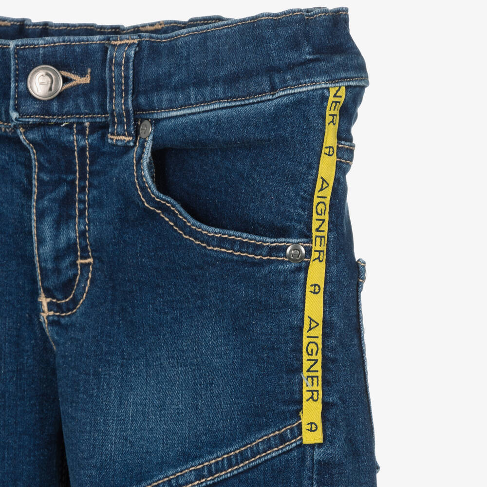 AIGNER-Boys Blue Denim Logo Shorts | Childrensalon Outlet