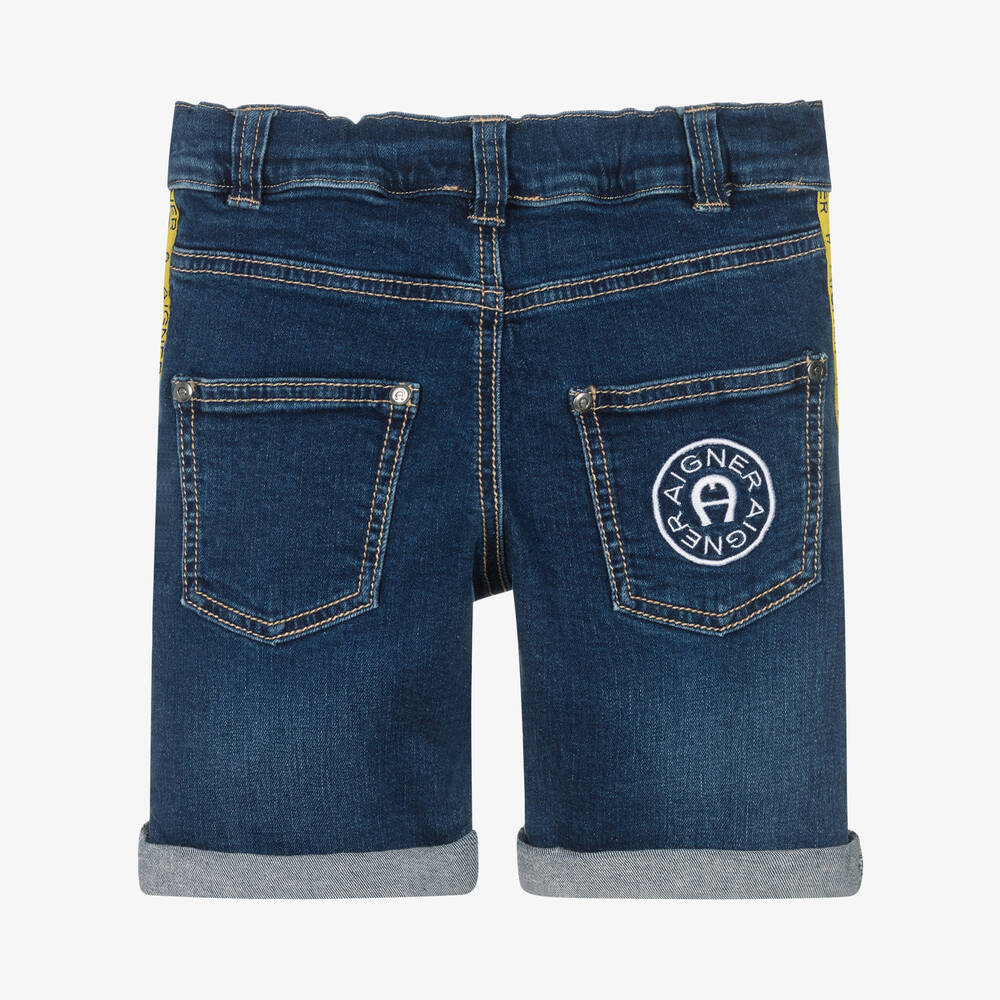 AIGNER-Boys Blue Denim Logo Shorts | Childrensalon Outlet