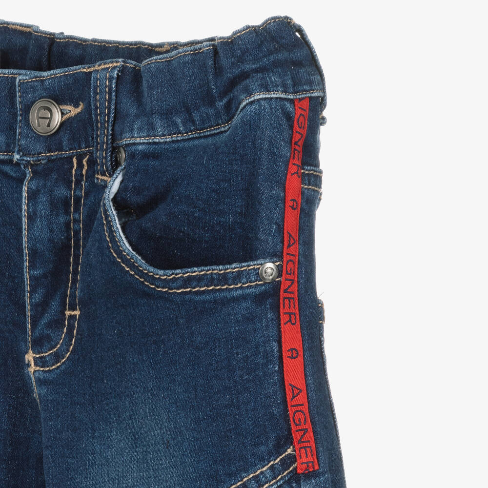 AIGNER-Boys Blue Denim Logo Shorts | Childrensalon Outlet