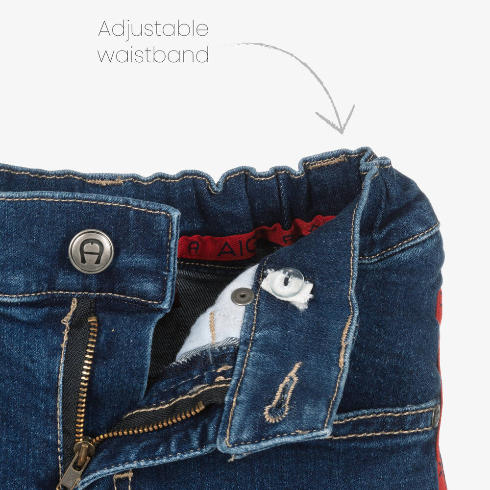 AIGNER-Boys Blue Denim Logo Shorts | Childrensalon Outlet