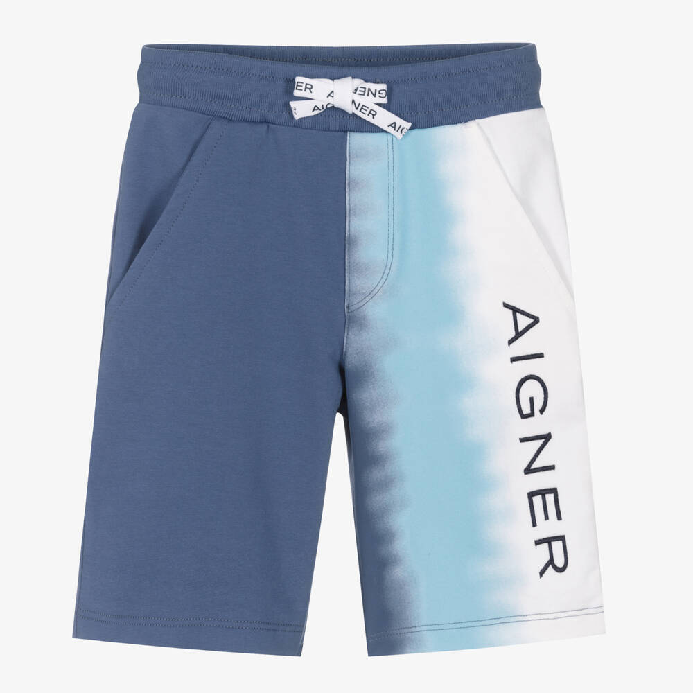AIGNER - Boys Blue Ombré Logo Shorts | Childrensalon