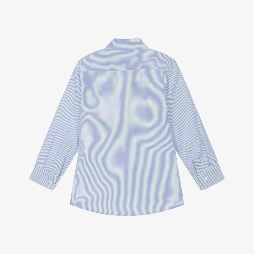 AIGNER-Boys Blue Panel Striped Shirt | Childrensalon Outlet