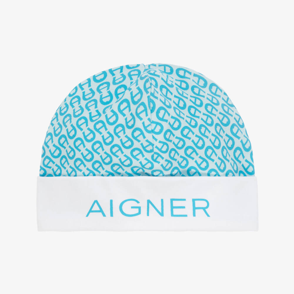 AIGNER-Boys Blue Pima Cotton Baby Hat | Childrensalon Outlet
