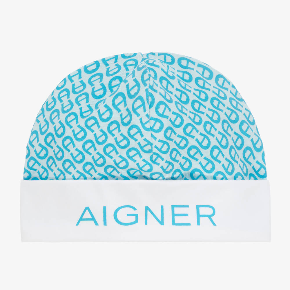 AIGNER - Boys Blue Pima Cotton Baby Hat | Childrensalon