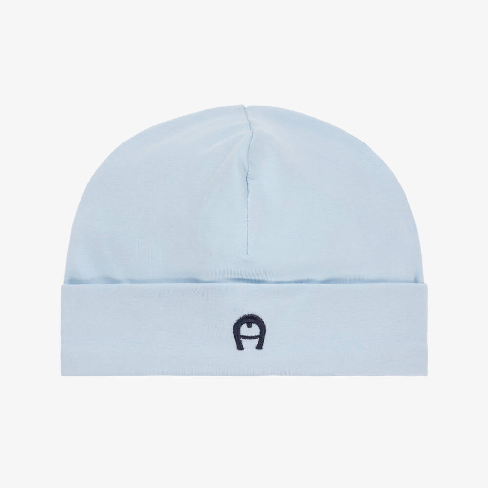 AIGNER-Boys Blue Pima Cotton Baby Hat | Childrensalon Outlet
