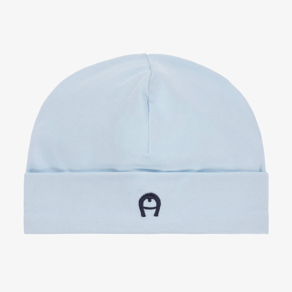 AIGNER - Boys Blue Pima Cotton Baby Hat | Childrensalon