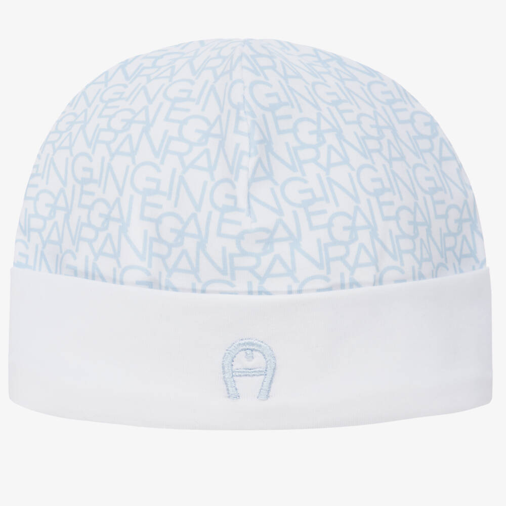 AIGNER-Boys Blue Pima Cotton Beanie | Childrensalon Outlet