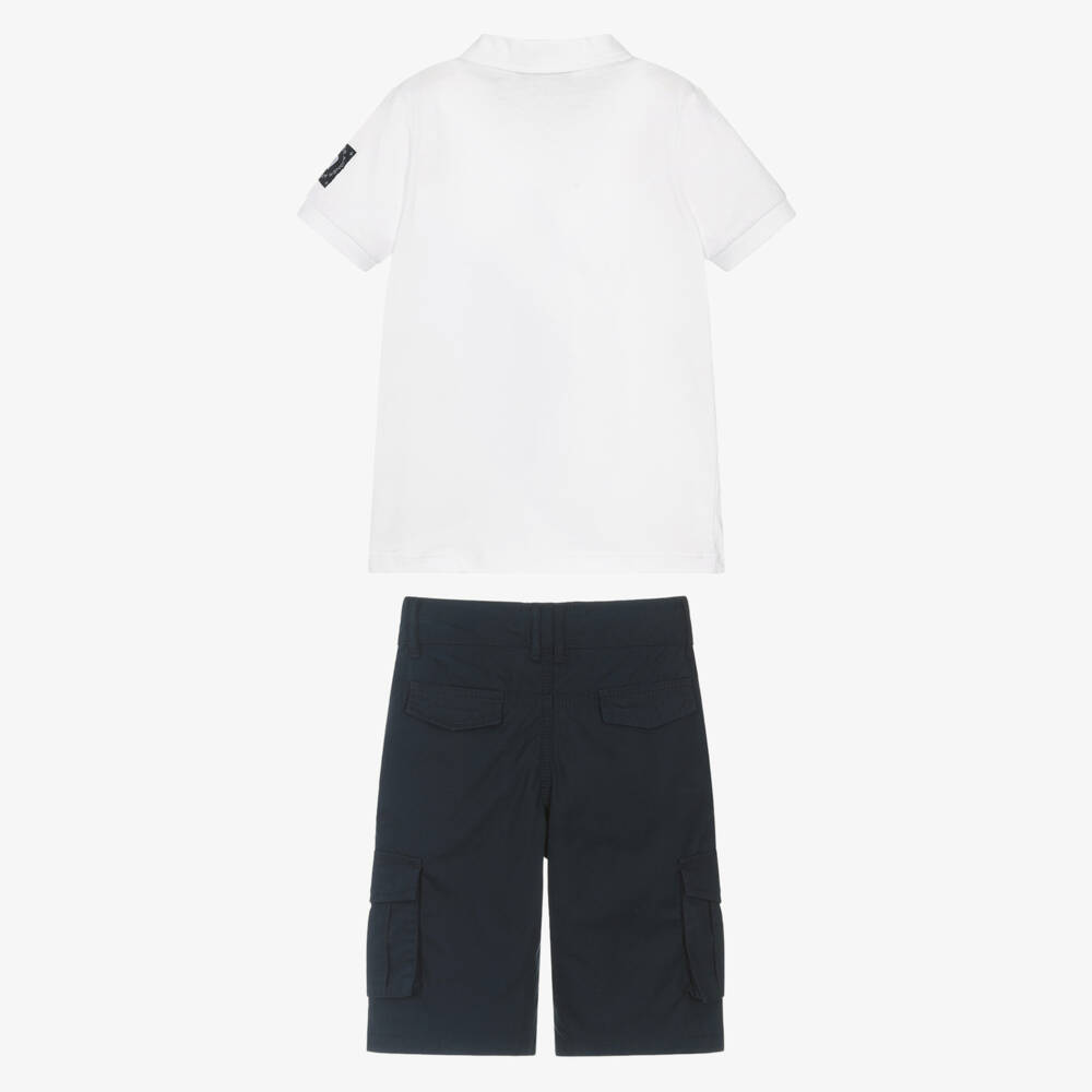 AIGNER-طقم ملابس قطنية زرقاء وبيضاء للأولاد | Childrensalon Outlet
