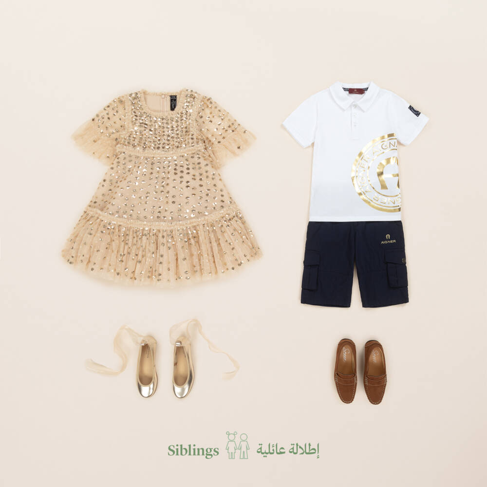 AIGNER-طقم ملابس قطنية زرقاء وبيضاء للأولاد | Childrensalon Outlet