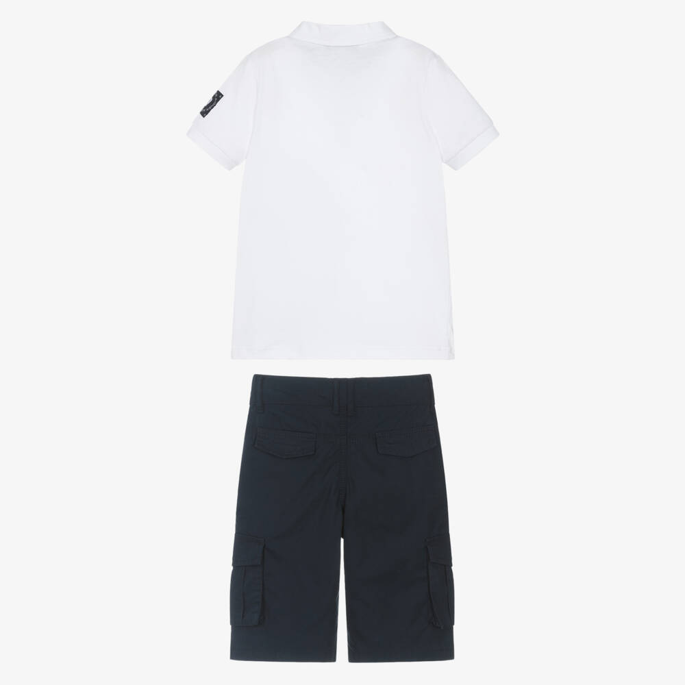 AIGNER-طقم ملابس قطنية زرقاء وبيضاء للأولاد | Childrensalon Outlet