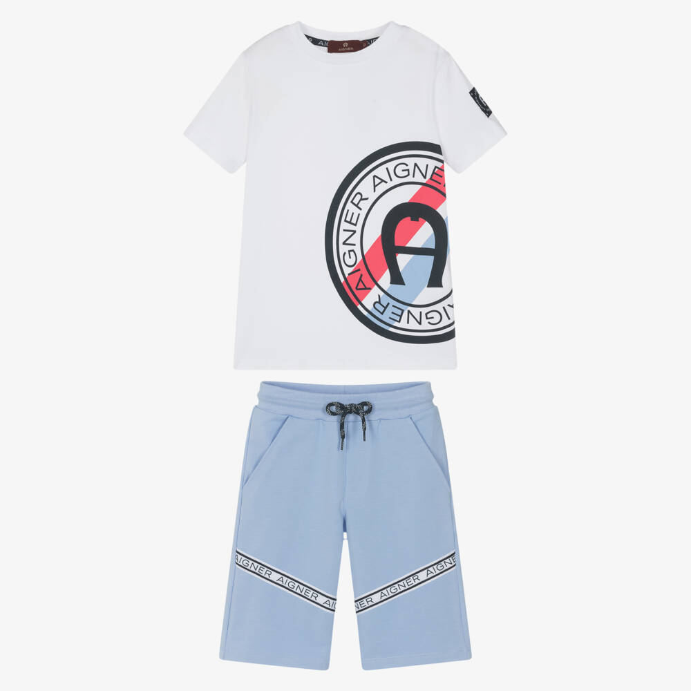 AIGNER-طقم جيرسي أزرق وأبيض للأولاد | Childrensalon Outlet