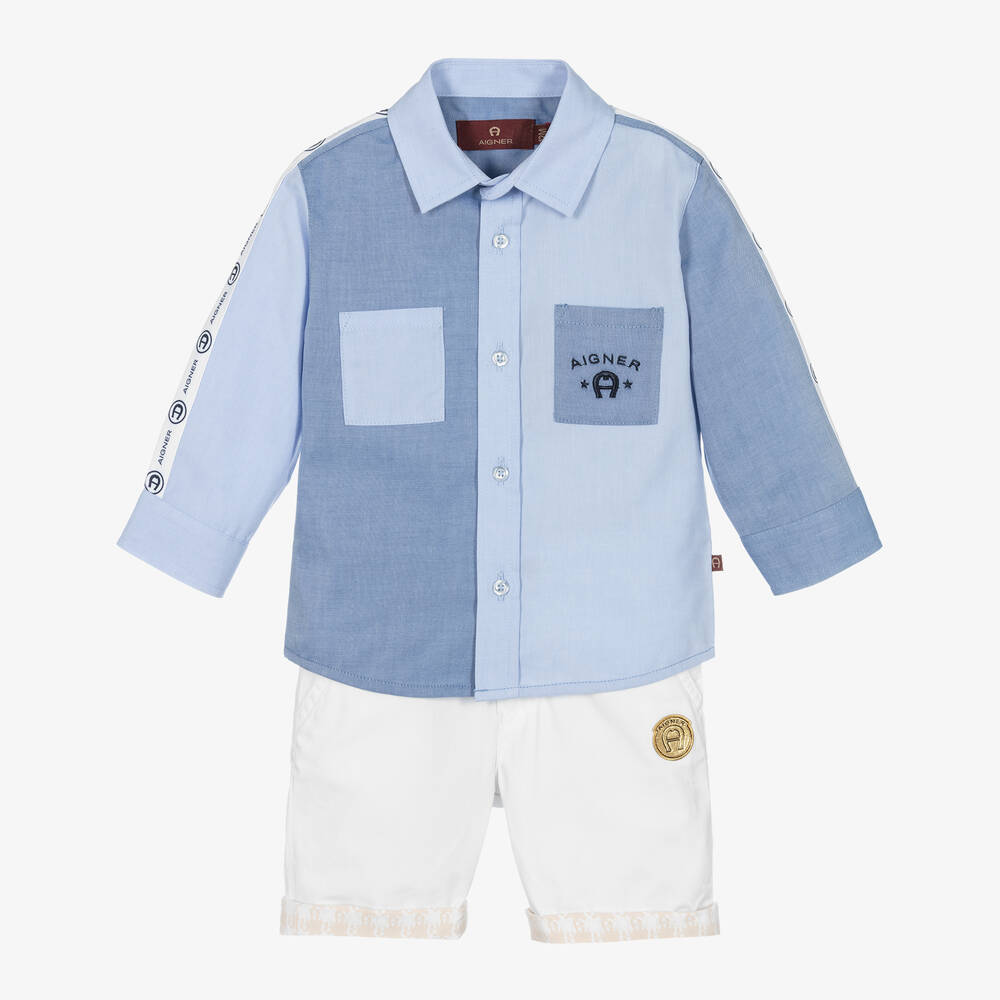 AIGNER - Top & Shorts Set in Blau und Weiß | Childrensalon