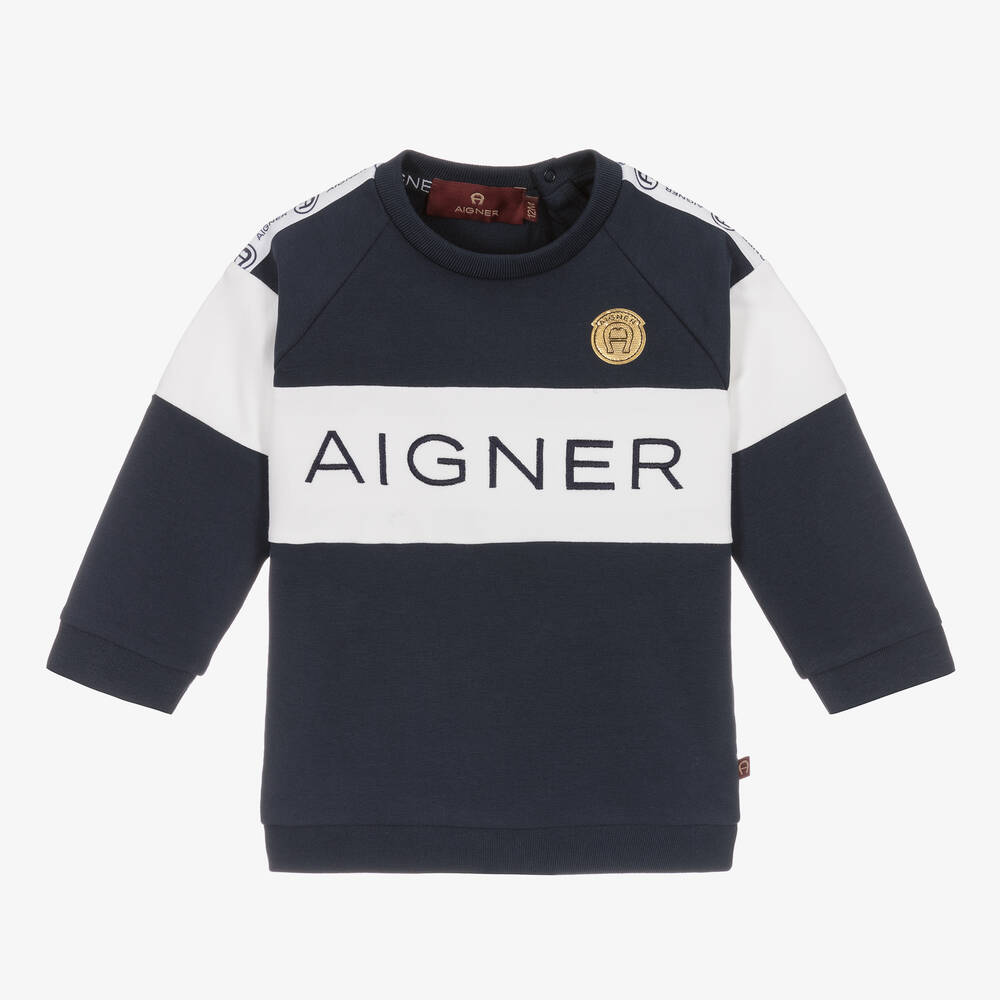 AIGNER - Boys Blue & White Stripe Sweatshirt  | Childrensalon