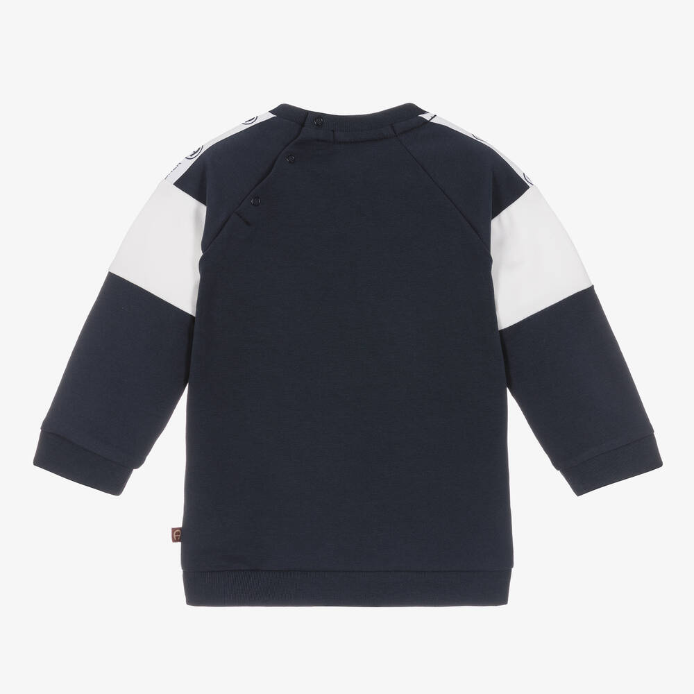 AIGNER-Boys Blue & White Stripe Sweatshirt  | Childrensalon Outlet